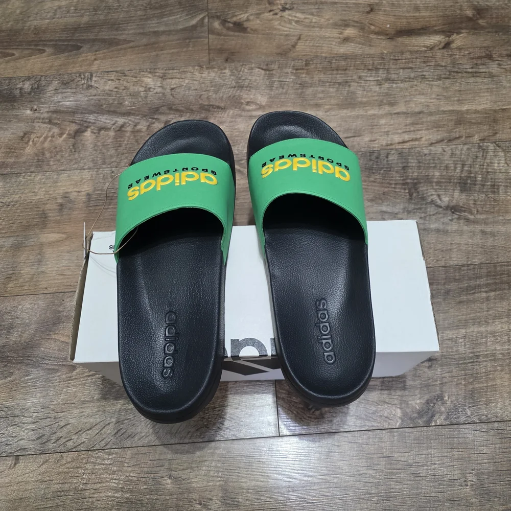 Adidas Green and Black Slides Men Size 11